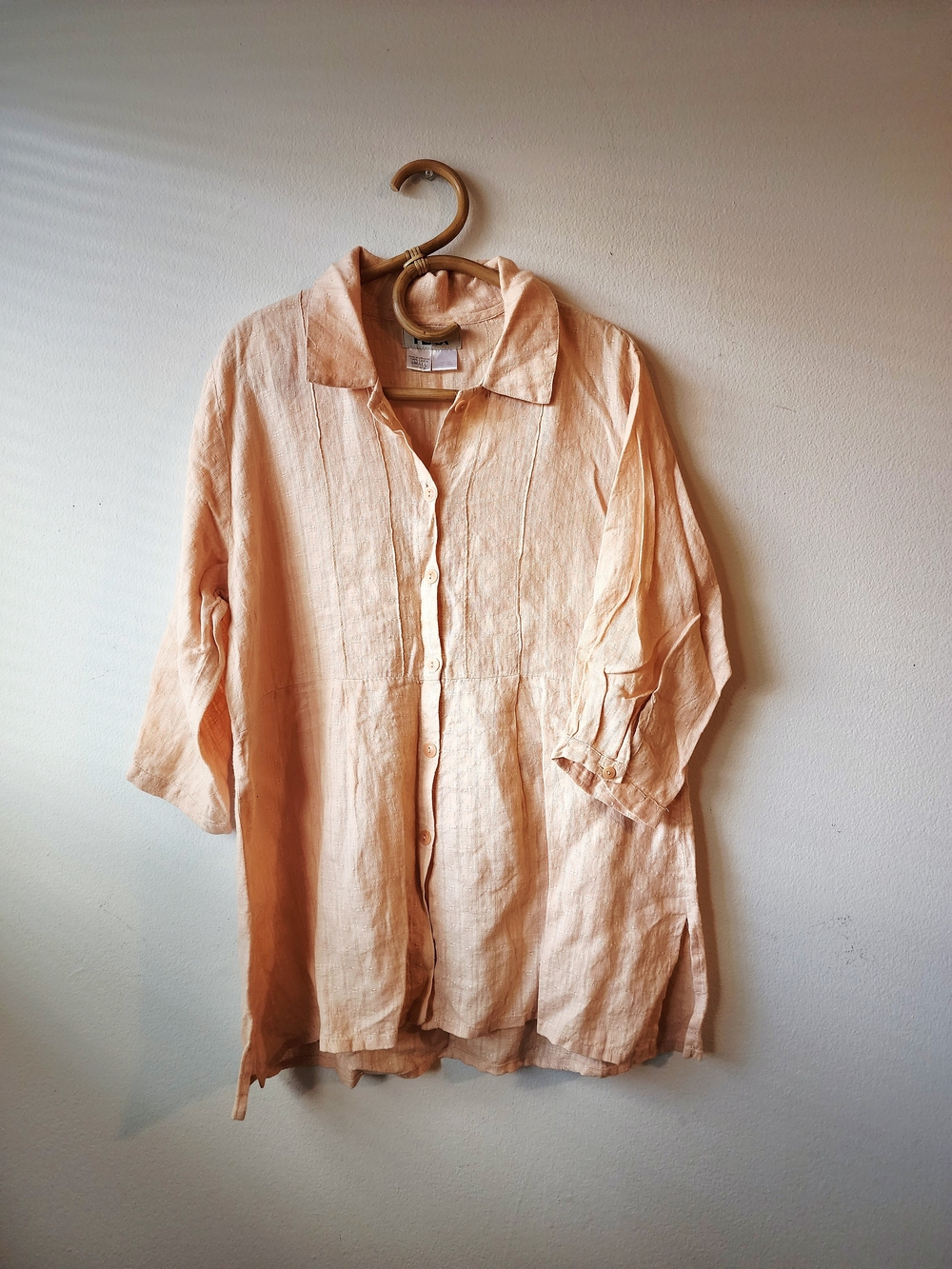 Flax Light Peach Linen Button-Up Shirt